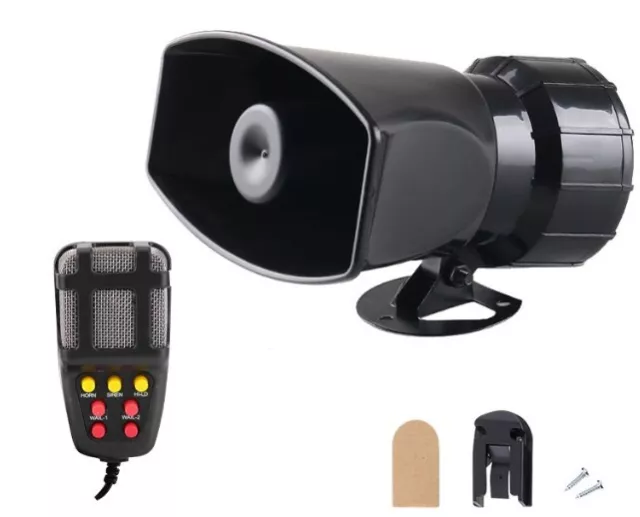 24V 7 Sound Loud Car Alarm Police Fire Horn Siren PA Speaker MIC System