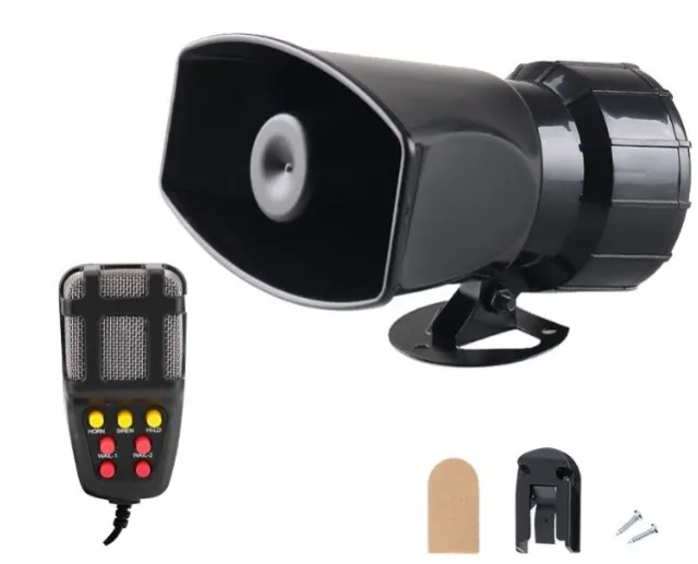 7 Sound Loud Car Alarm Police Fire Horn Siren PA Speaker MIC System 12V 100W