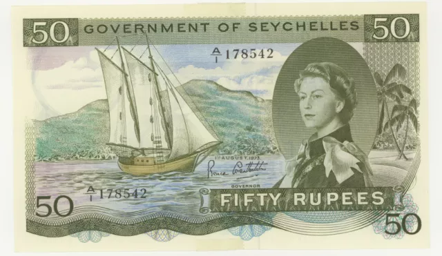 Seychelles 1973 50 Rupees SEX note last issue P-17e AU-U extremely rare!!!