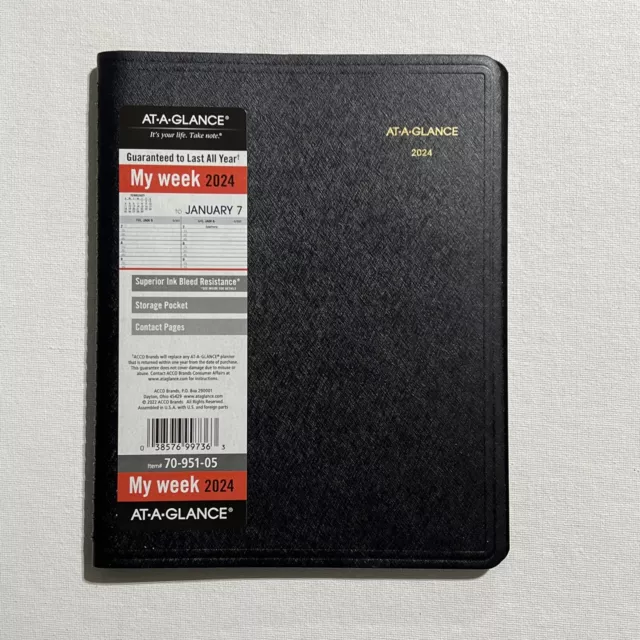 2024 At-A-Glance 70-951-05 Weekly Appointment Book, 6-3/4 x 8-3/4"