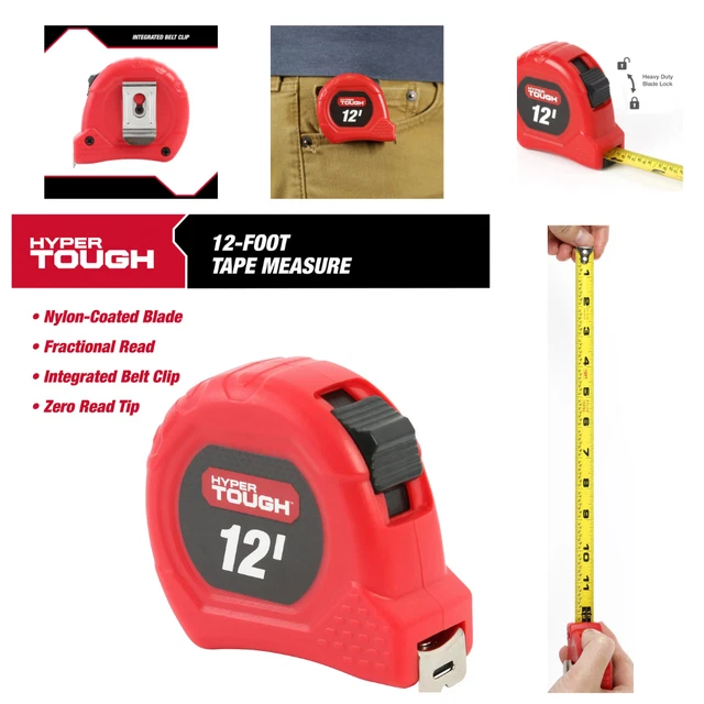 12' FT MEASURE Tape Multipurpose Working Feet & Inches Measuring Tape