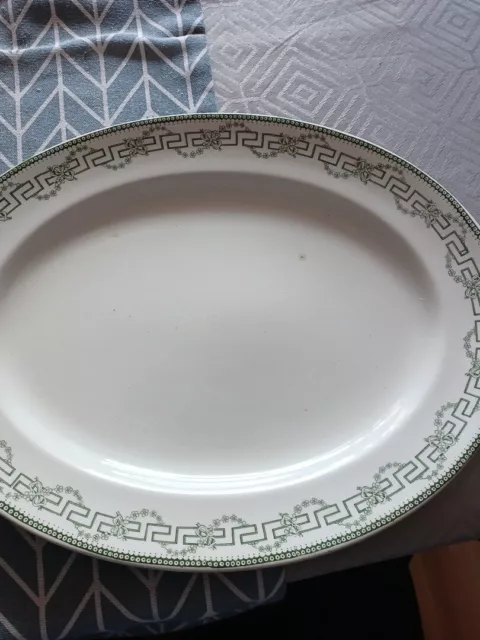 FURNIVALS LTD. Green Florence pattern greek key Serving Platter/Meat Plate