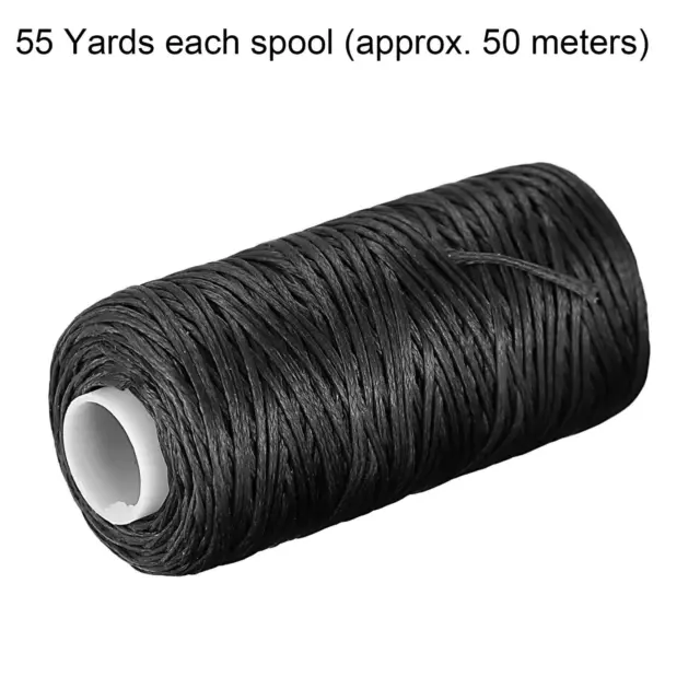 Leder Nähfaden 55 Yards 150D/1 mm Polyester gewachste Kordel (schwarz) 2