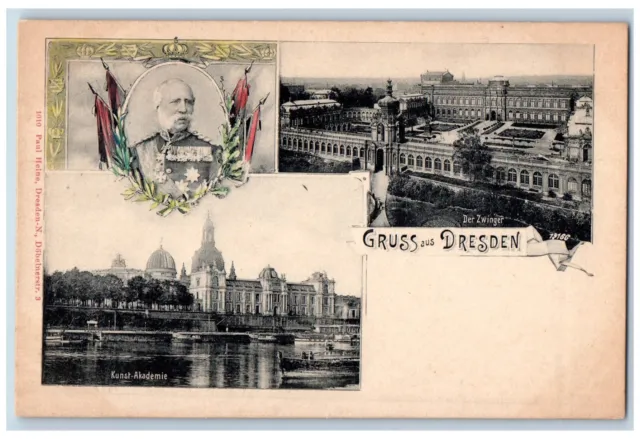 Germany Postcard The Zwinger and Art Academy Greetings From Dresden c1905