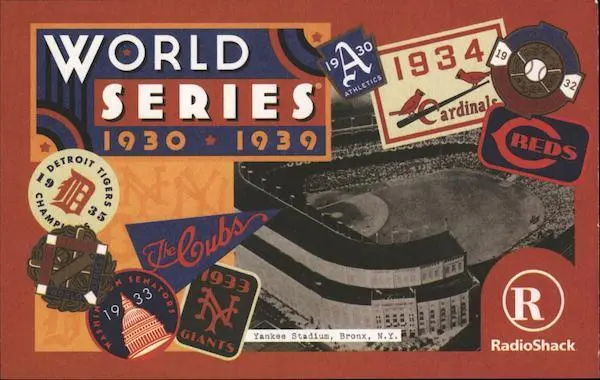 Baseball World Series 1930-1939 Major League Properties Inc. Chrome Postcard