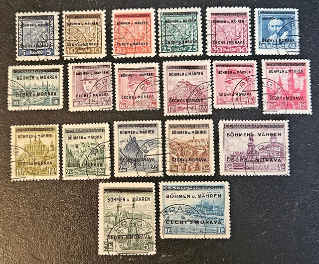 Besetzung WK.II - Böhmen & Mähren Mi.1-19 O gest. tiefst gepr. Gilbert Mi€400,-