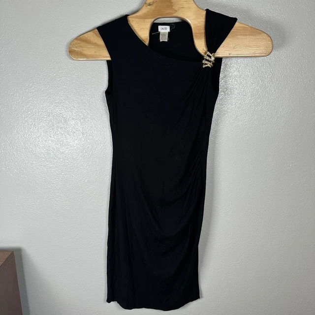 Cache Womens Large Black Ruched Side Party Dress Gold Snake Detail Cache Womens Large Black Ruched Side Party Dress Gold Snake Detail