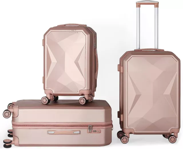 3 Piece Luggage Set Carry-On Suitcase Hardshell Trolley with TSA & Spinner Wheel