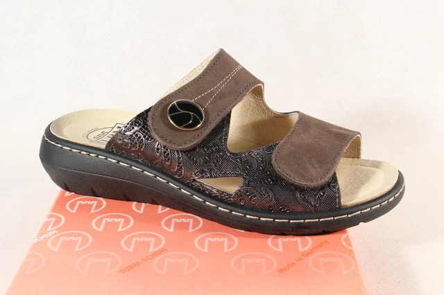 Turm Mules Femmes Chausson Sandales Cuir Véritable Braun Neuf
