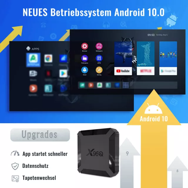 Neu X96Q Android 10.0 4K HD WIFI Smart TV BOX Media Player Quad Core16GB 2023 DE 2