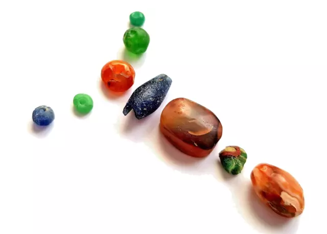 • 9 Ancient Roman • Byzantine • Carnelian • Agate • Glass Beads • Holy Land •