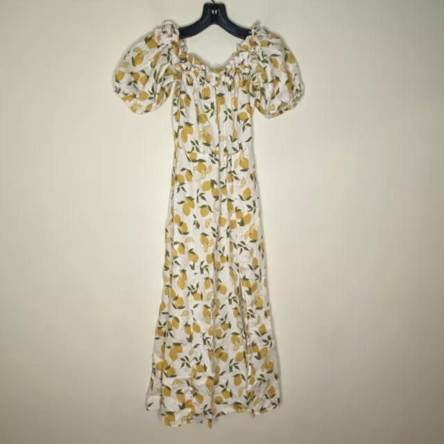 Reformation Marley Linen 0 Dress in Lemon Print