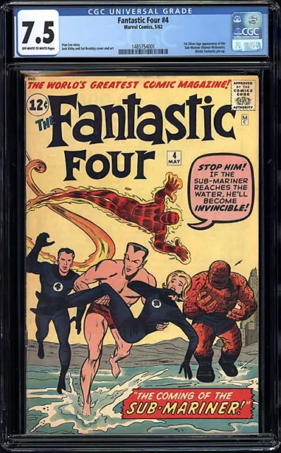 Fantastic Four 4 CGC 7.5 OW-W pgs (1962) 1st Silver Age Namor!
