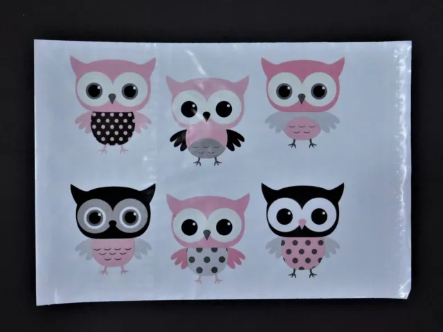 100 10x13 Designer Pink OWL Mailer Poly Flat Plastic Shipping Envelope Bag