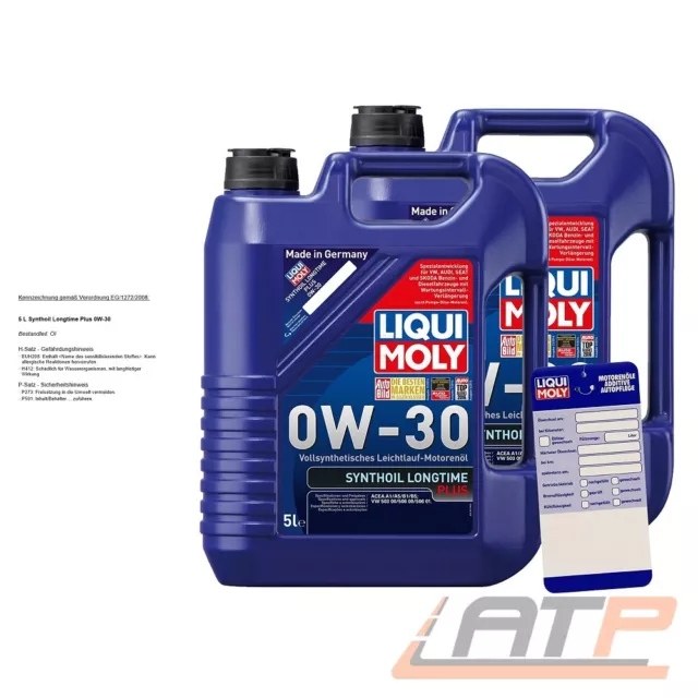 2x 5 L = 10 LITER LIQUI MOLY SYNTHOIL LONGTIME PLUS 0W-30 MOTOR-ÖL MOTOREN-ÖL