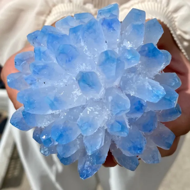 496G New Find BLUE Phantom Quartz Crystal Cluster Mineral Specimen Healing