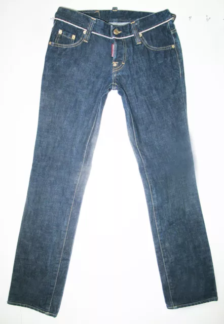 *HOT ITALY Women DSQUARED2 @ LOW STRAIGHT SELVEDGE DARK Denim Jeans 40 EUR or 27 2