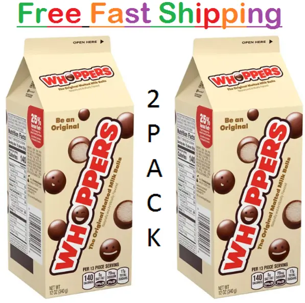 WHOPPERS MALTED MILK Balls Candy, Box 12 oz ( Pack Of 2 ) - (Free