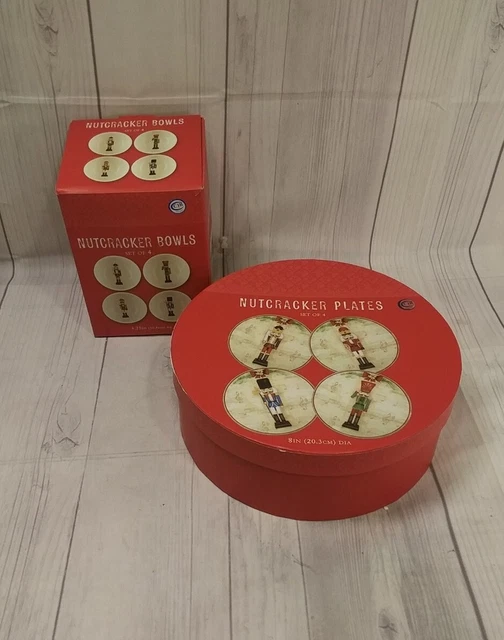 Christmas Nutcracker 8" Plates & Nutcracker 4.5" Bowls Set of 8 World Market NEW Christmas Nutcracker 8" Plates & Nutcracker 4.5" Bowls Set of 8 World Market NEW