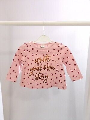 Baby Girls 3-6 Months Pink Star Top Long Sleeve Casual Gold Clothes Cute Pretty