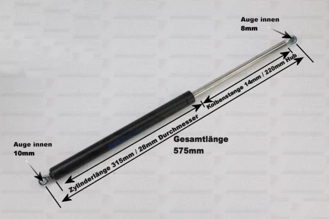 Gasfeder 2250N Kraft Dämpfer Böckmann Pferdeanhänger Heckklappe 281987