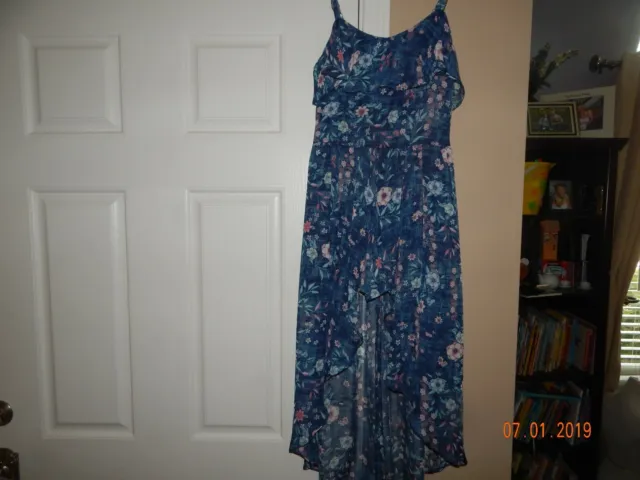 EUC Girls IZ Byer Girl Dressy One Piece Blue Floral Outfit Shorts Size 8