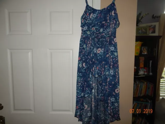 EUC Girls IZ Byer Girl Dressy One Piece Blue Floral Outfit Shorts Size 8