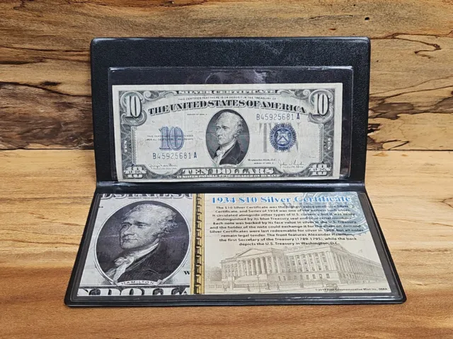1934 D $10 Silver Certificate,Blue Seal 2017 First Commemorative Display Q315