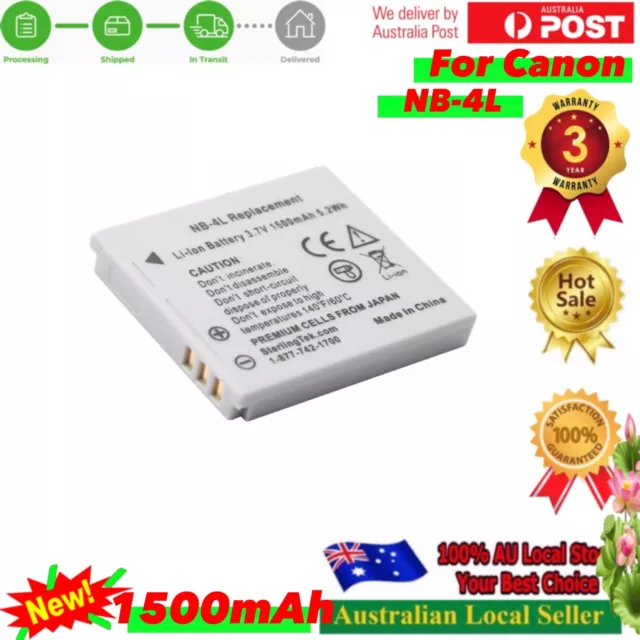 1500mAh Battery Pack for Canon IXUS 30 40 50 55 60 65 70 75 NB4L NB 4L