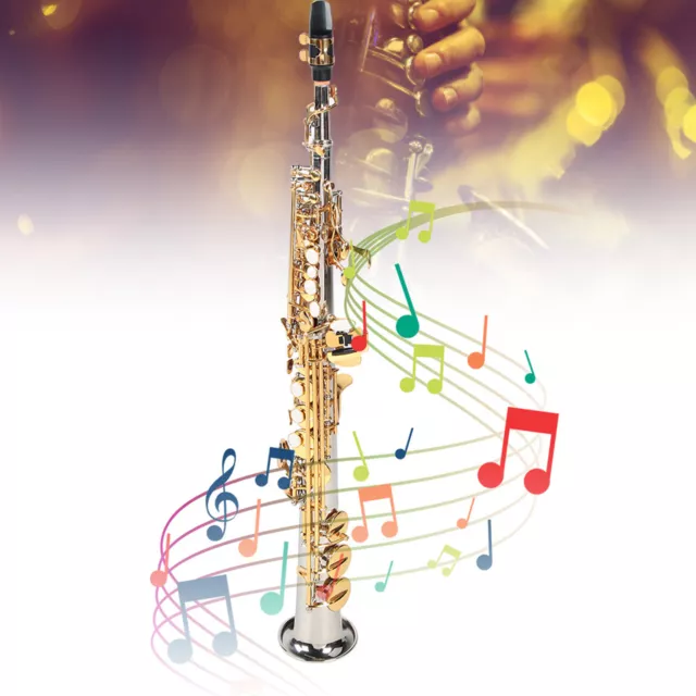 PROFESSIONAL BRASS SOPRANO Straight Saxophone Silver Plated Tube Gold ...