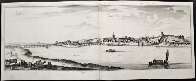 Caspar MERIAN Large Engraving.  La Charité sur Loire