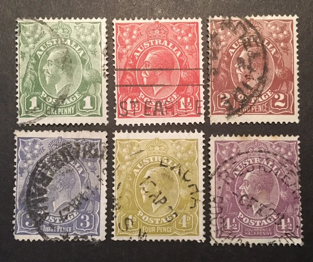 Australia King George V 1924 VFU FULL SET x6 Stampa (SG  76 to 81) LH