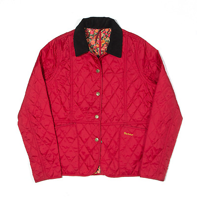 BARBOUR Summer Liddesdale Quilted Jacket Red Floral Girls 14-15 Years