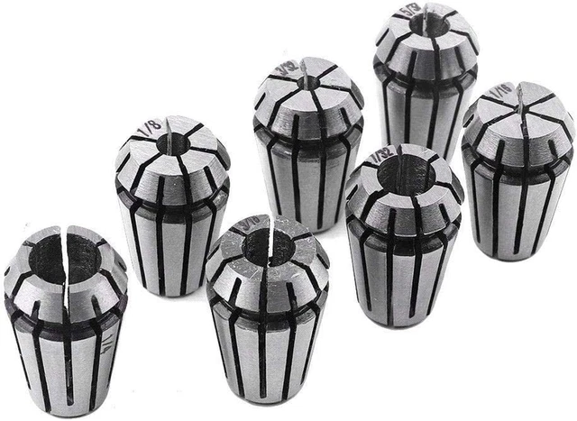 7 Pcs/Set 1/4 1/8 1/16 3/16 3/32 5/32 7/32 Inch ER11 Spring Collet for CNC Engra