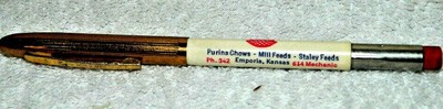 Vintage Mechanical Pencil Purina Chows Mill Feeds Peak Feed Seed Works Goldtone