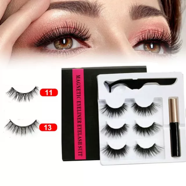 3D Magnetic False Eyelashes Natural Eye Lashes Extension Liquid Eyeliner Tweezer