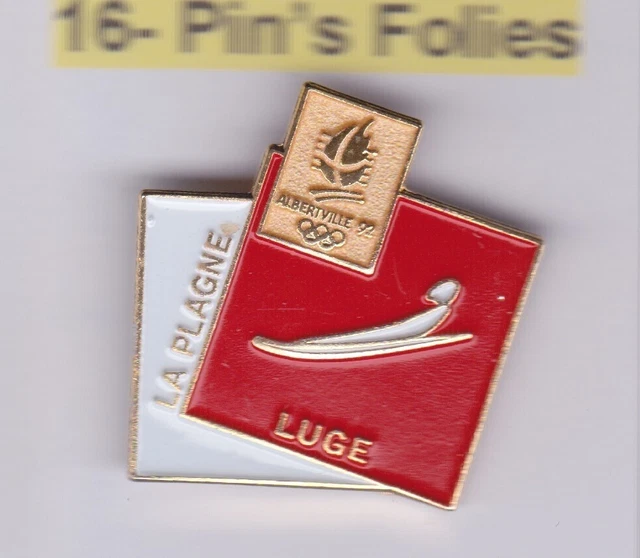 Pin's Folies Badge Albertville Olympic winter games 1992 La plagne Luge