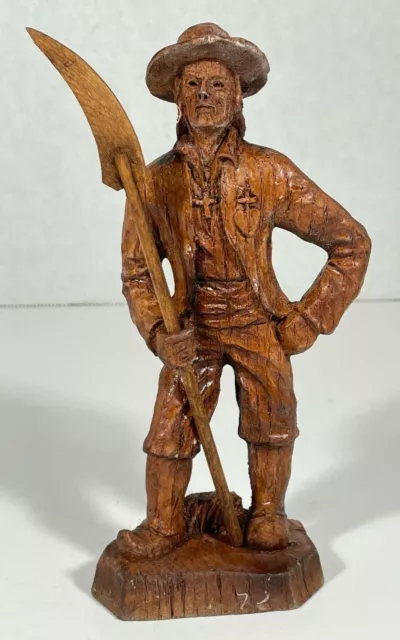 Hand Carved Wood Statue France French Man Soldier Figurine Vintage SIC