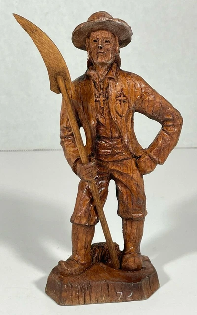 Vintage SIC Hand Carved Wood Statue France French Man Soldier Figurine