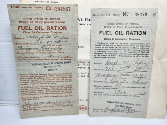 ANTIQUE NEW YORK Esso Gas Station Lot Ration Cards Letter Niagara Falls ...