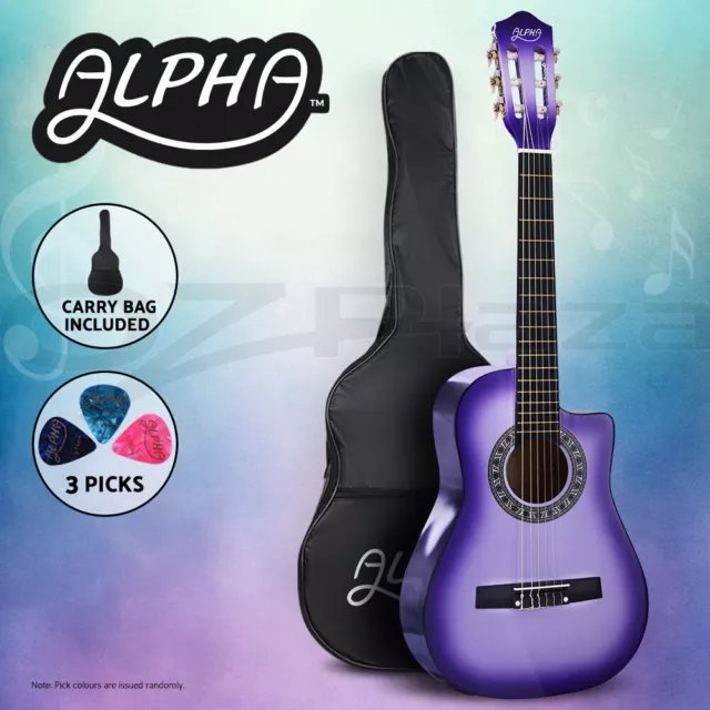 Alpha 34” Inch Guitar Classical Acoustic Cutaway Wooden Kids Gift 1/2 Size