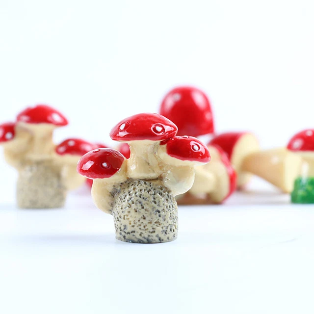 6 Pcs Miniature Landscape Ornament Red Mushroom Crafts Doll House