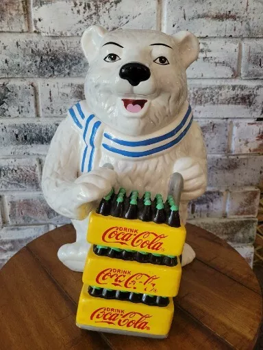 Gibson Coca Cola Polar Bear Delivery Ceramic Cookie Jar - 2001 With Original Box