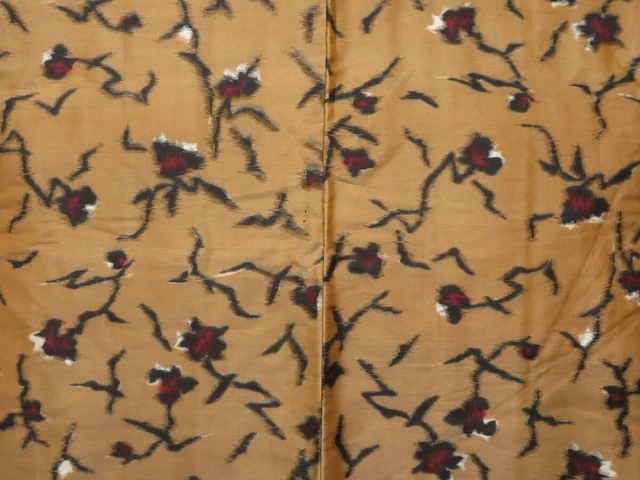 1502T08z410 Vintage Japanese Kimono Silk LONG MEISEN HAORI Light brown 3