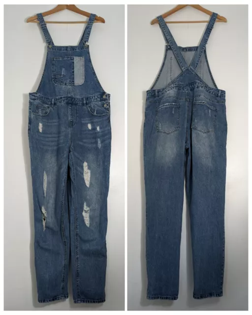 Ladies Dungarees Size UK 14 W 32 33 L29 Blue Denim Overalls