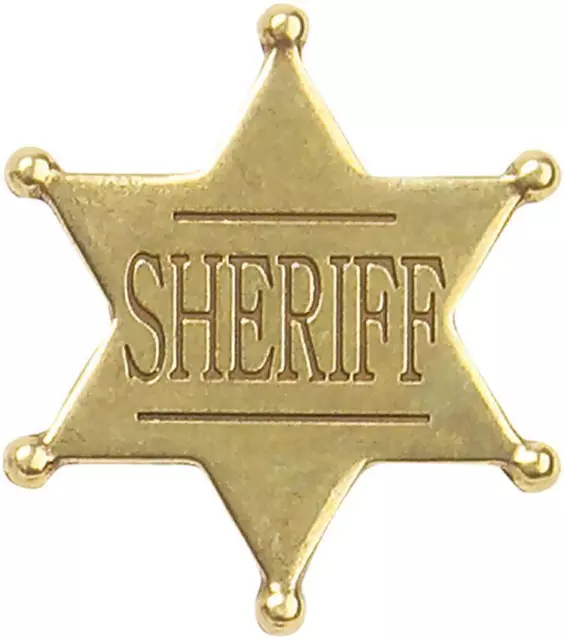 SHERIFF OLD WEST Brass BADGE PIN TOY Novelty COSTUME PROP 1-1/2" DENIX Spain New