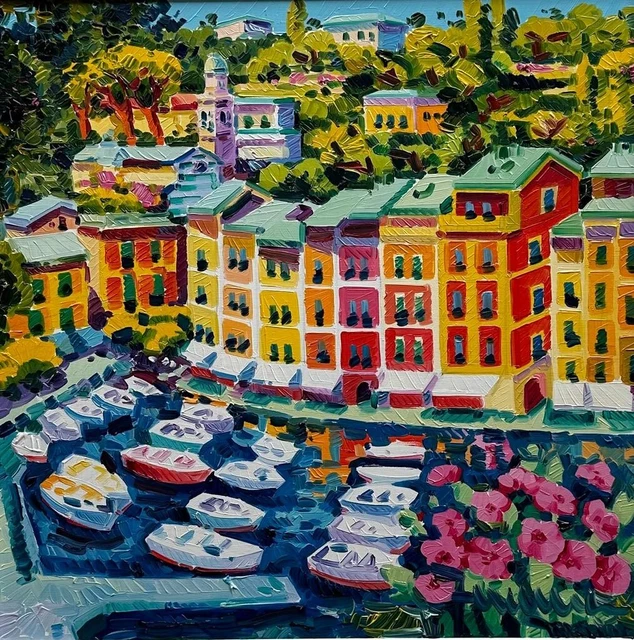 Portofino E Luz En Porto, Athos Faccincani 40x40 Imagen Paisaje Muebles Casa I