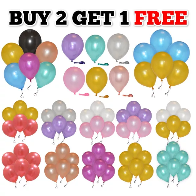100 X Metallisch Perle Helium Ballons Geburtstag Baby Showe Party Latex UK