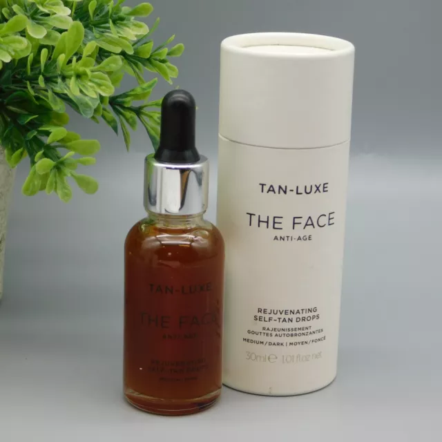 Tan-Luxe The Face Anti-Age Rejuvenating Selt-Tan Drops Medium/Dark 1.01 oz NIB