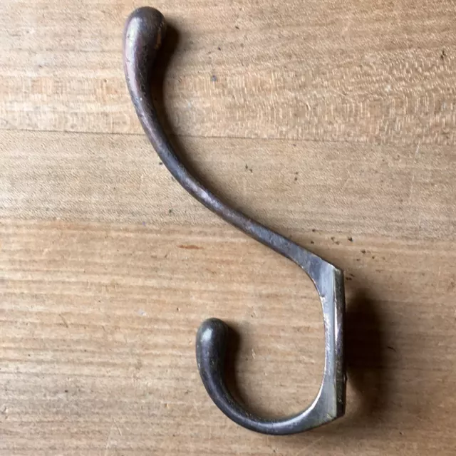 Antique Brass Coat Hook Victorian Vintage Reclaimed Old